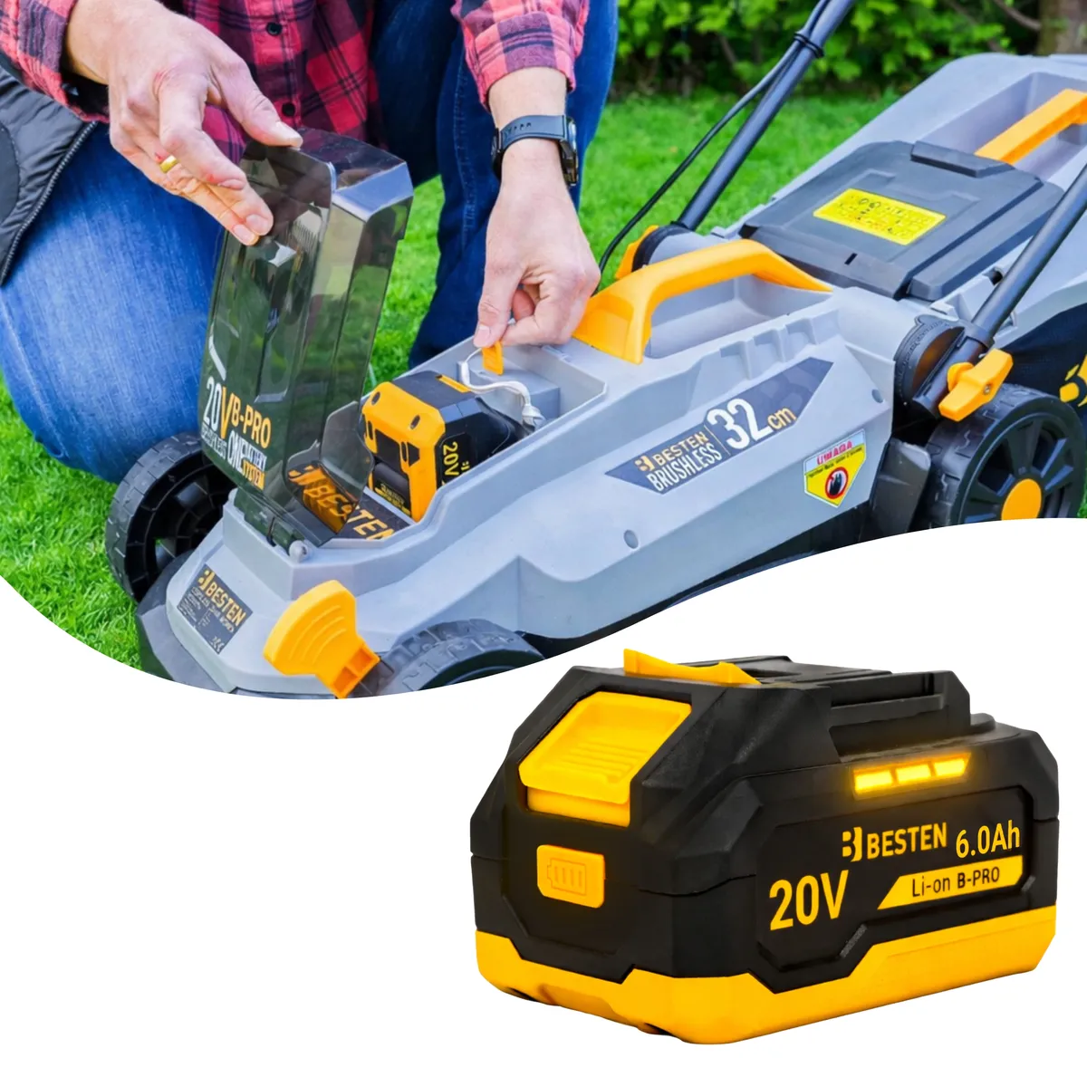 Kosiarka akumulatorowa BESTEN BE-2908 -  akumulator 6.0 Ah